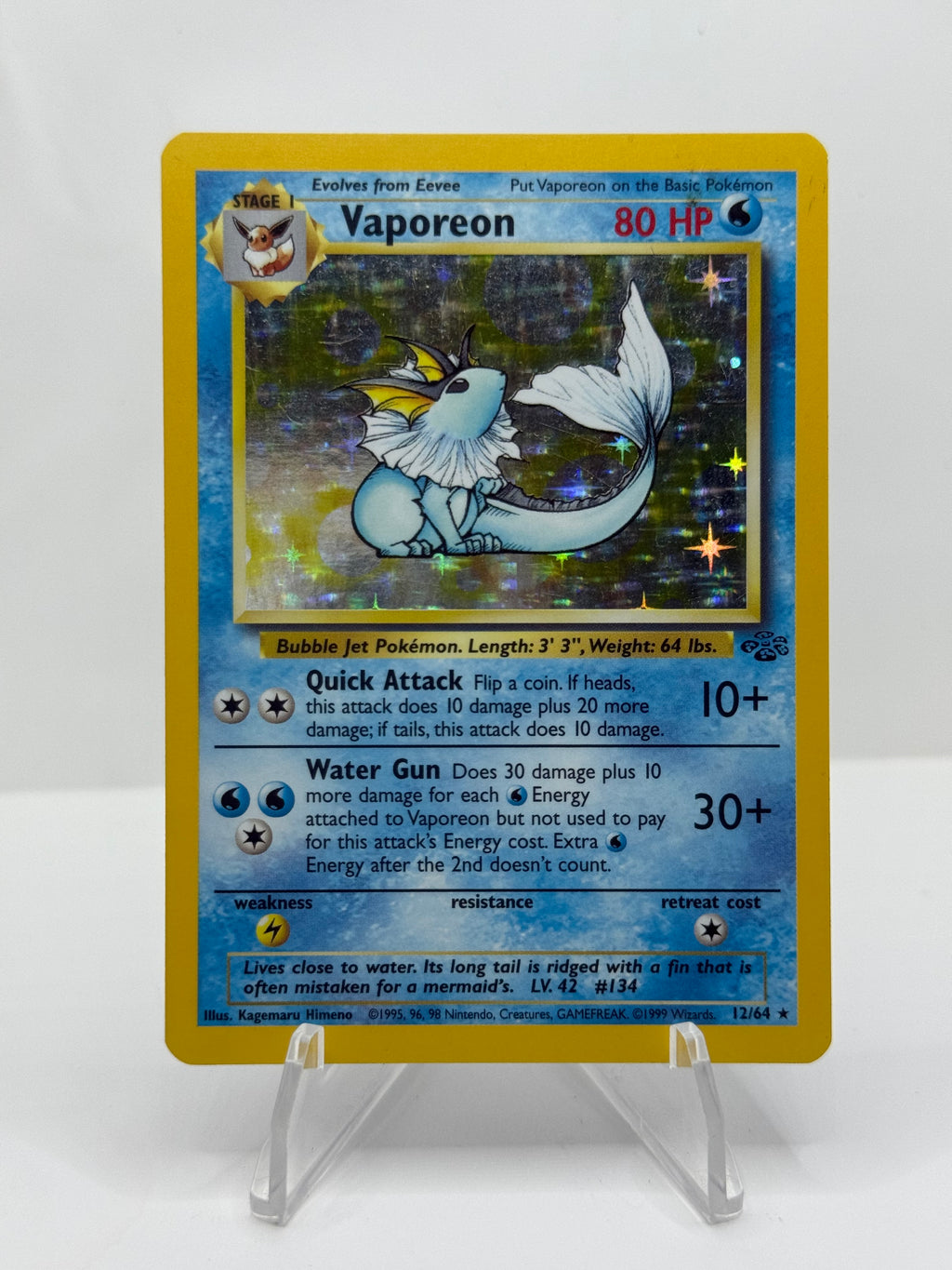 Pokemon Vaporeon 12/64 Jungle Holo Light Play