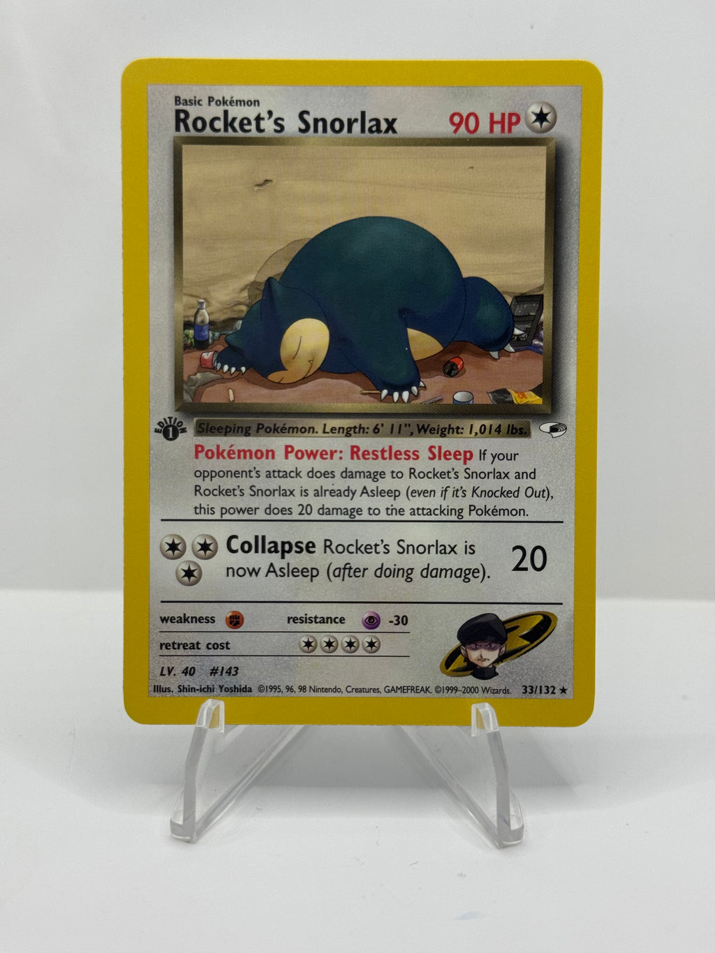 Pokemon Rocket's Snorlax 33/132 Gym Heroes 1st Edition Non Holo Near Mint
