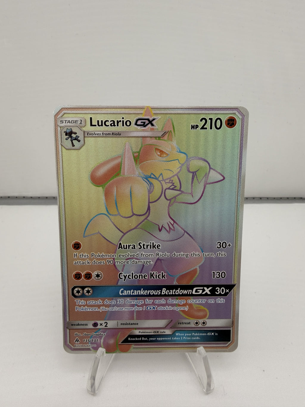 Pokemon Lucario GX 135/131 (Secret) Forbidden Light Lightly Played