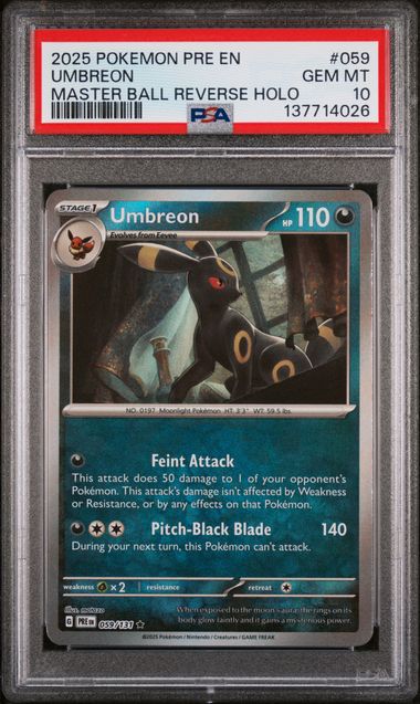 Pokemon PSA 10 Umbreon 059/131 Masterball Prismatic Evolutions