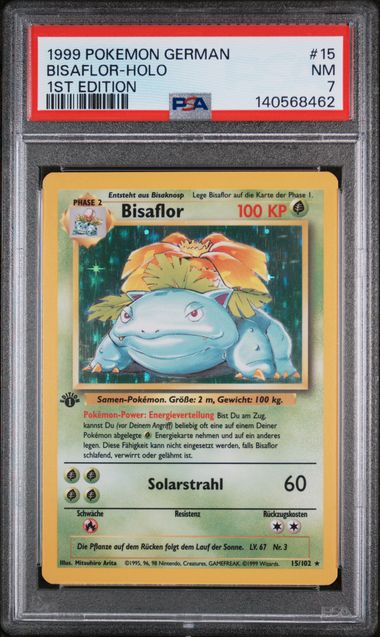 Pokemon PSA 7 Venusaur 15/102 German 1st Edition Holo Base Set