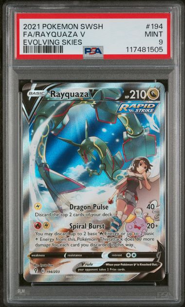 Pokemon PSA 9 Rayquaza V 194/203 Full Art Evolving Skies