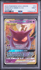 Pokemon PSA 9 Gengar & Mimikyu GX #53 Team Up - Front